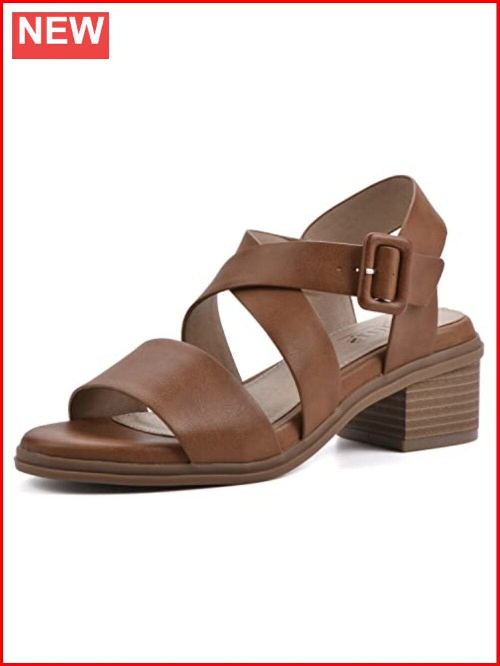 Women's Strappy Low Block Heel Sandal Cushioned Insole Adjustable Buckle